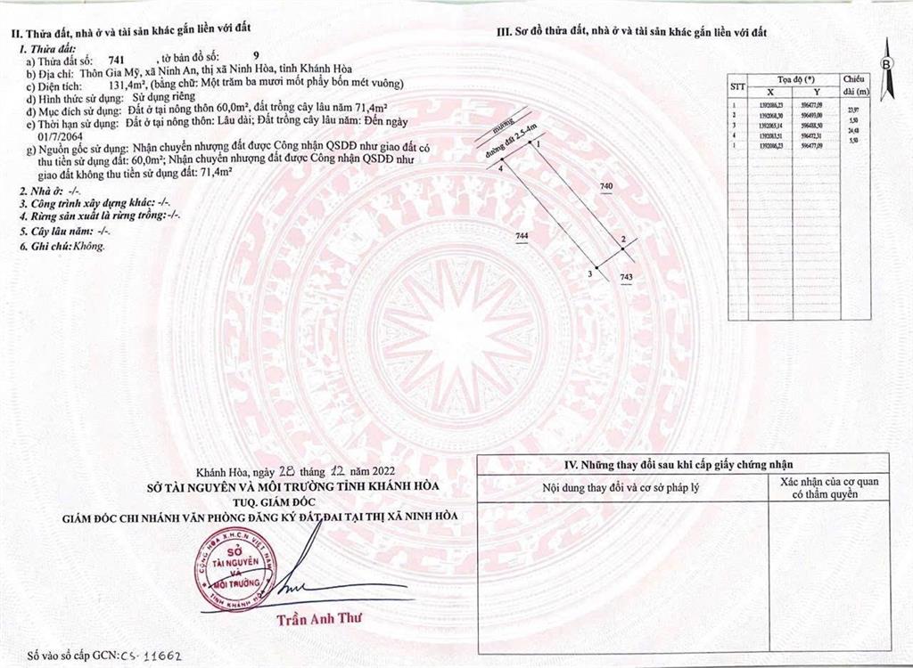 Bán đất tại 79/đường trần quý cáp, ninh an, 390 triệu, 131 m2, giá cực chất uy tín