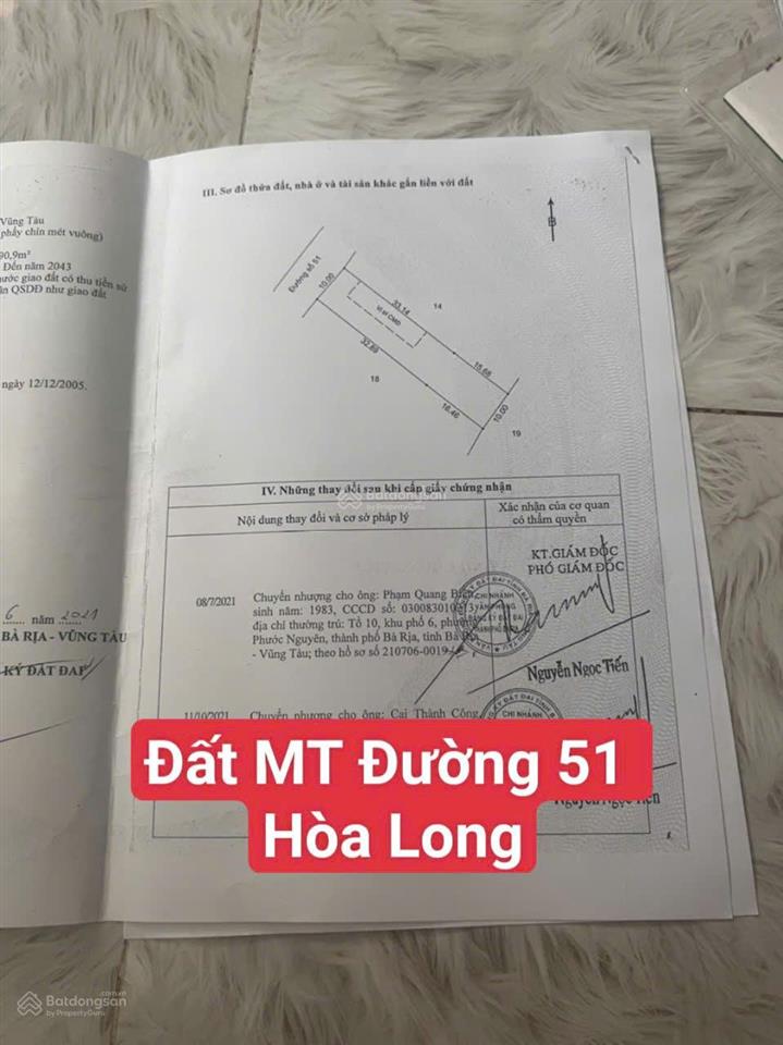 Đất mặt tiền nhựa hòa long (cũ)  vuông vức đẹp  3,8 tỷ