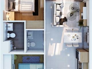 Bán căn 2 phòng ngủ, 2wc diện tích 53,6m2 chung cư bcons miền đông giá 2,3 tỷ, sổ sẵn hỗ trợ vay.