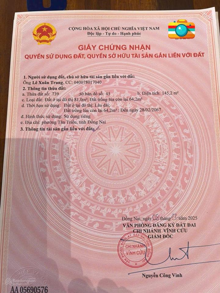 Bán đất mặt tiền hương lộ 15 kinh doanh buôn bán  sổ hồng riêng thổ cư  600tr nhận đất