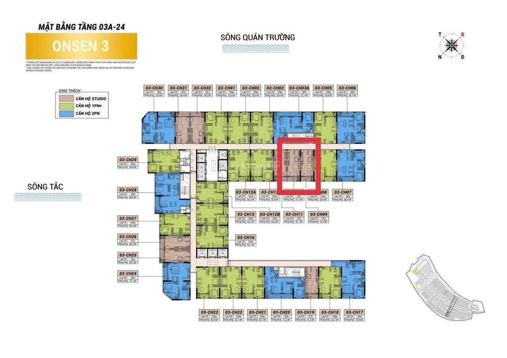 Căn studio tầng cao  onsen 3 view nội khu thoáng mát  chỉ 2.192tỷ