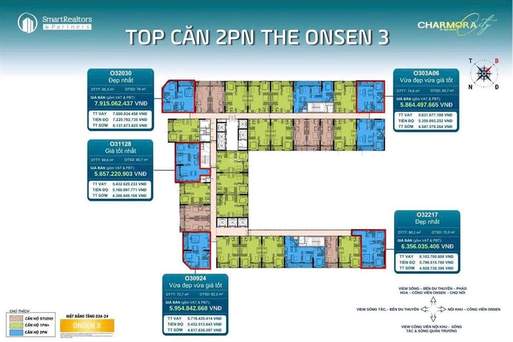Căn 2 phòng ngủ view pháo hoa trọn đời  view sông quán trường