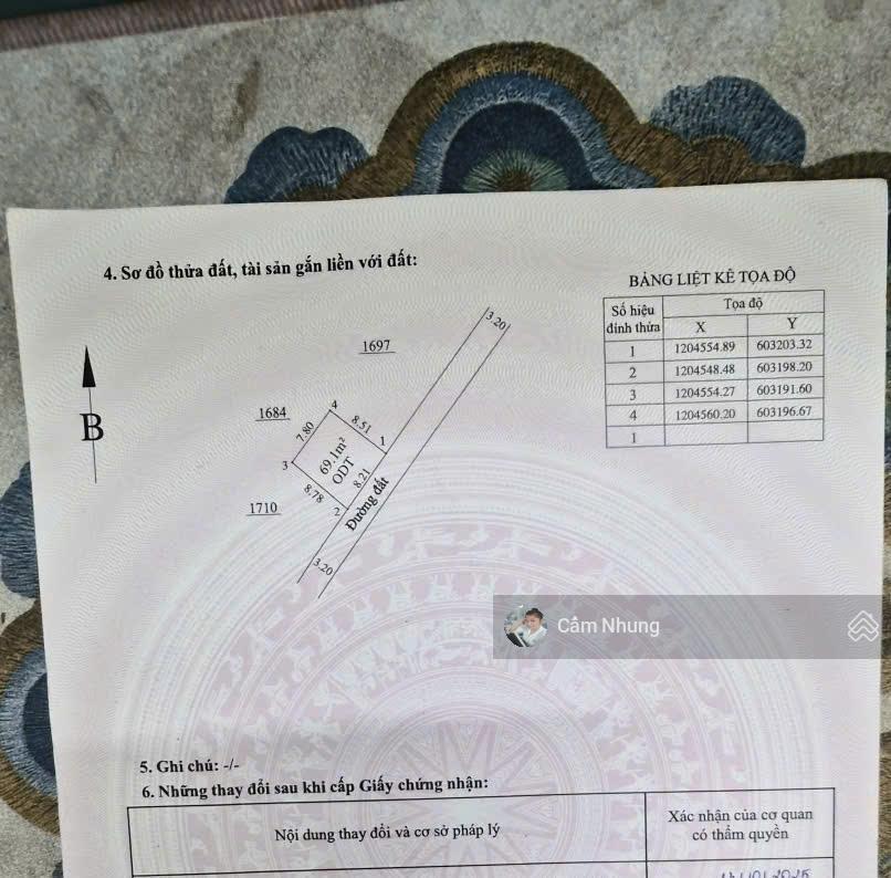 Chính chủ gửi bán đất đẹp tại chân cầu phú long, dt 69,1m2, gíá 2tỷ450,  0908 002 ***