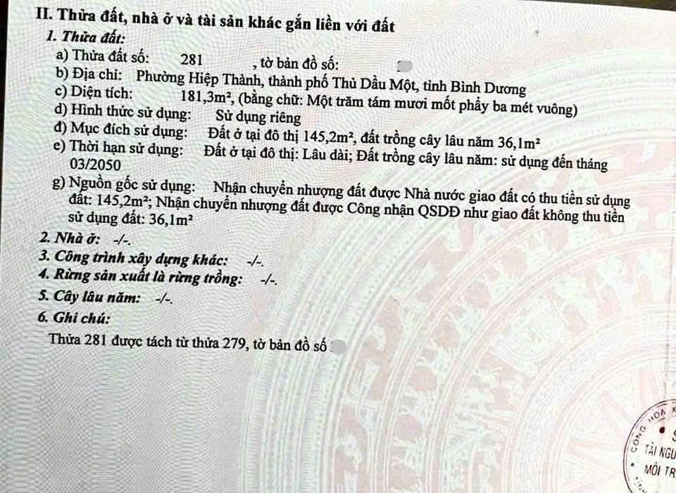 Bán đất tại hiệp thành, giá ưu đãi 8,3 tỷ, 182m2