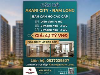 Bán akari city nam long, giá 4,1 tỷ, 75m2, p an lạc, q.bình tân, tp.hcm full nội thất sổ hồng