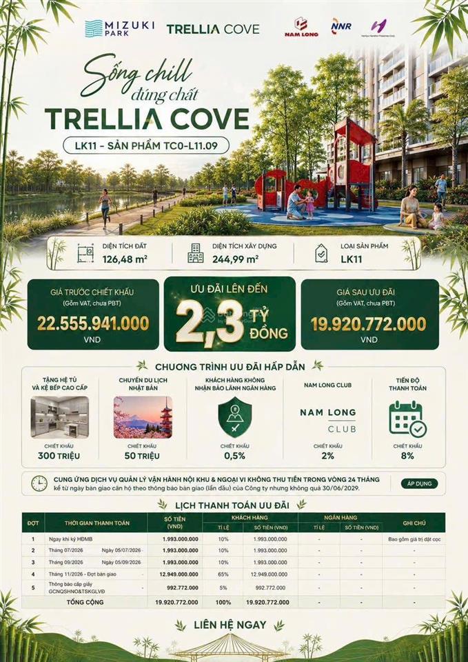 Căn hộ trellban công hướng tây nam, view sông chiết khấu 13.5%+