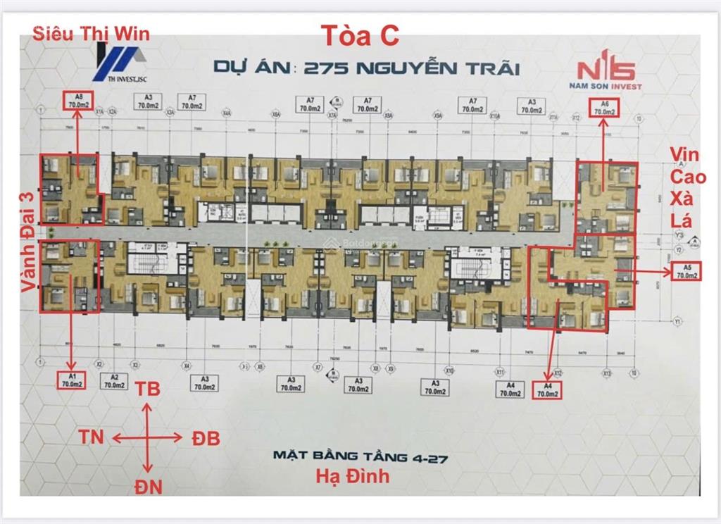 Bán căn hộ bộ công an 275 nguyễn trãi  70m²  giá 71 triệu/m2.  0984 554 ***