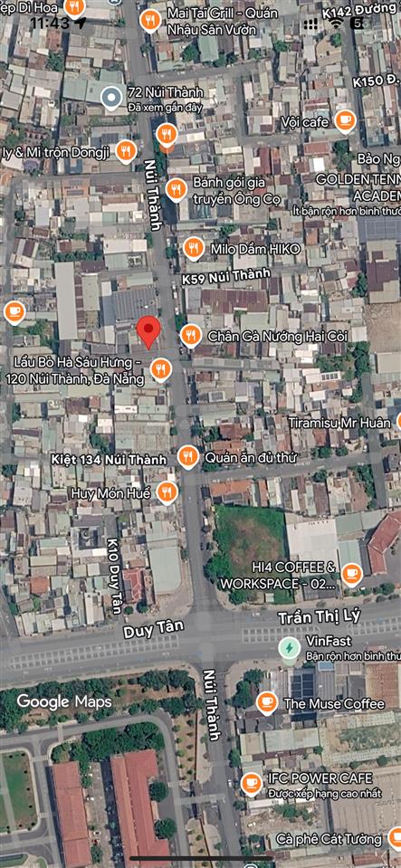 Mặt bằng núi thành đà nẵng 1040m2 nở hậu ngang 15,6m
