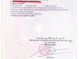 Bán nhanh lô đất đẹp khu 8 vân phú, giá bán nhanh 1,3 tỷ, 92,9m2