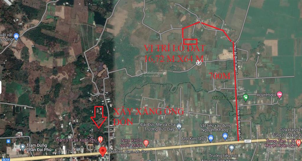 Bán lô đất 1000m2 tại xuân phú, xl, đồng nai cách ql1 chỉ 700m cách sân bay lt 40km. giá 1.2 tỷ