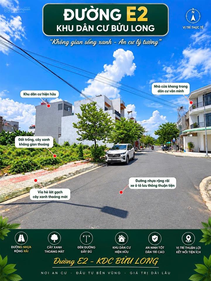 Đất đường bàn cờ tđc bửu long sau nguyễn bỉnh khiêm 75m2 giá 3,5 tỷ xây dựng ngay vị trí kinh doanh