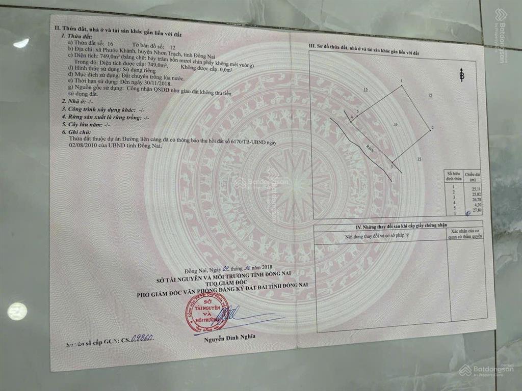 Bán 16.000m2 đất lúa, qui hoạch khu dân cư, giá 1.5tr/m2, tl