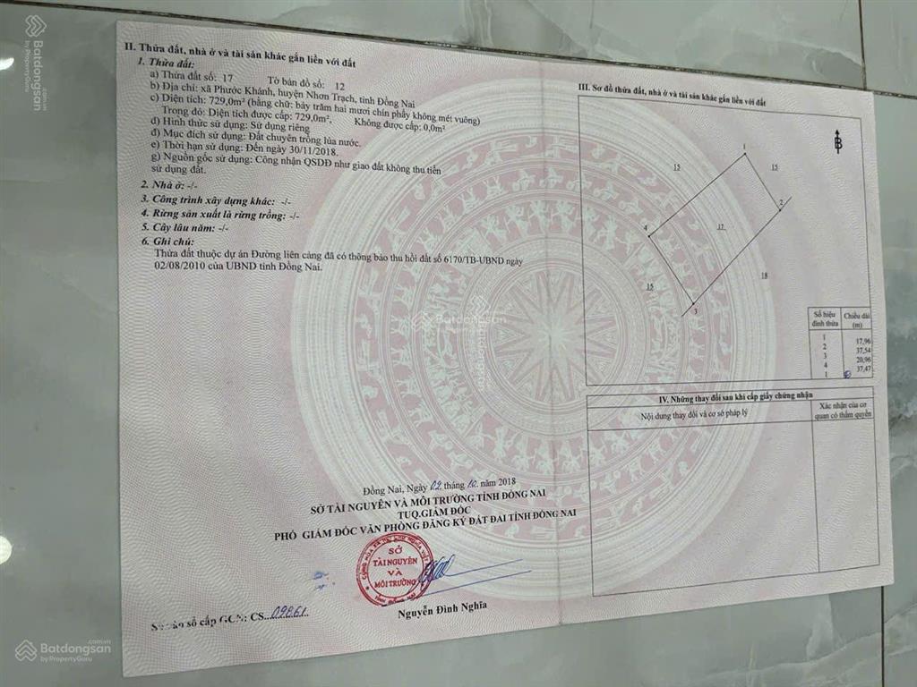 Bán 16.000m2 đất lúa, qui hoạch khu dân cư, giá 1.5tr/m2, tl