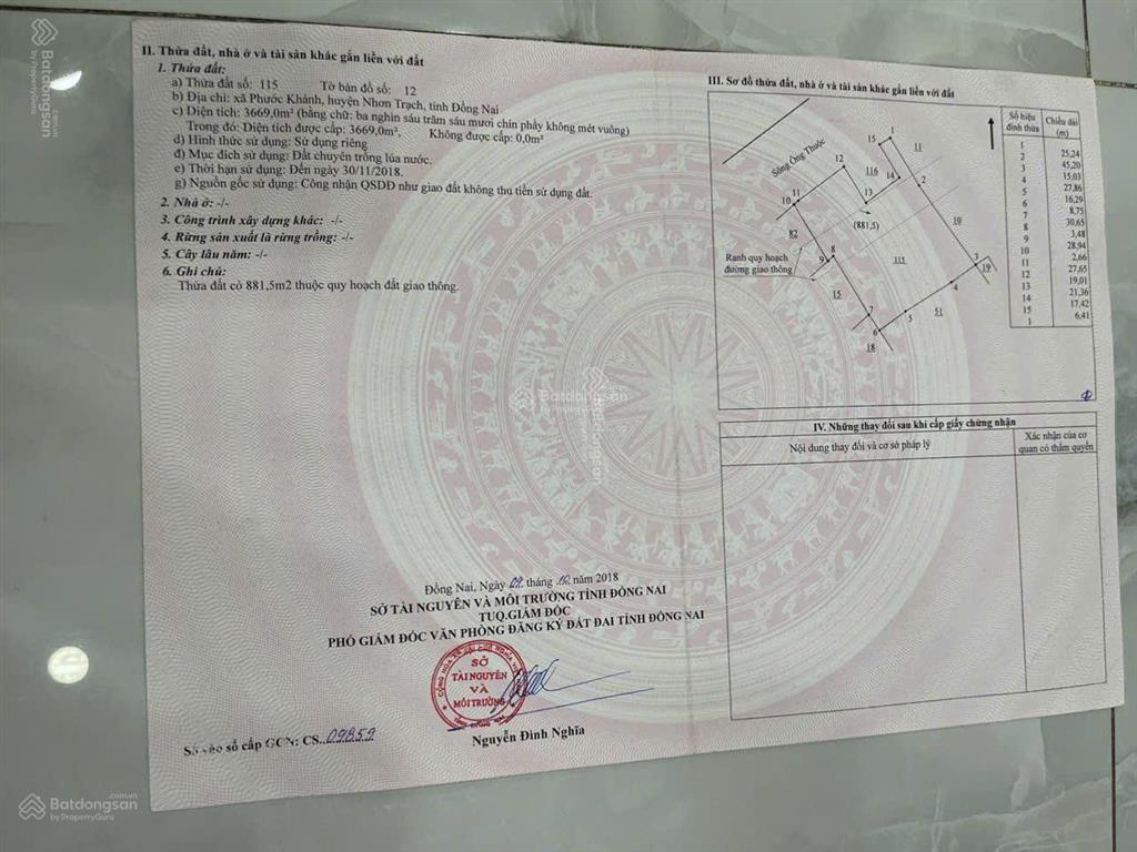 Bán 16.000m2 đất lúa, qui hoạch khu dân cư, giá 1.5tr/m2, tl