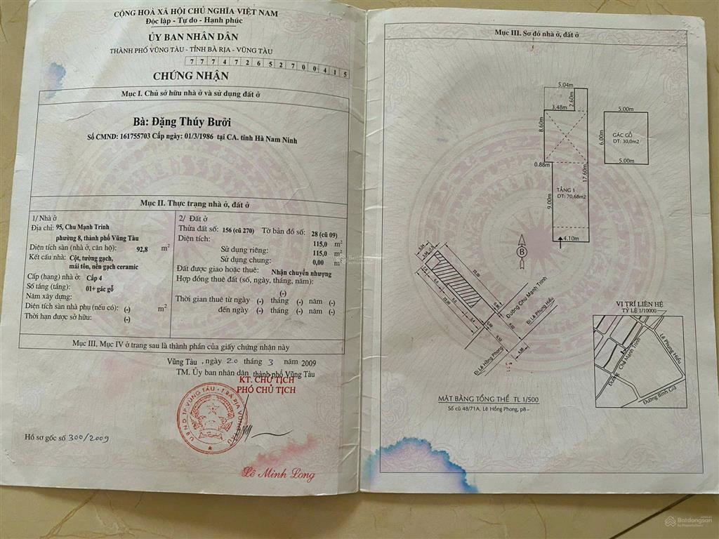 Bán nhà mặt tiền đường chu mạnh trinh phường 8 tp vũng tàu  diện tích 110m2  sẵn dòng tiền