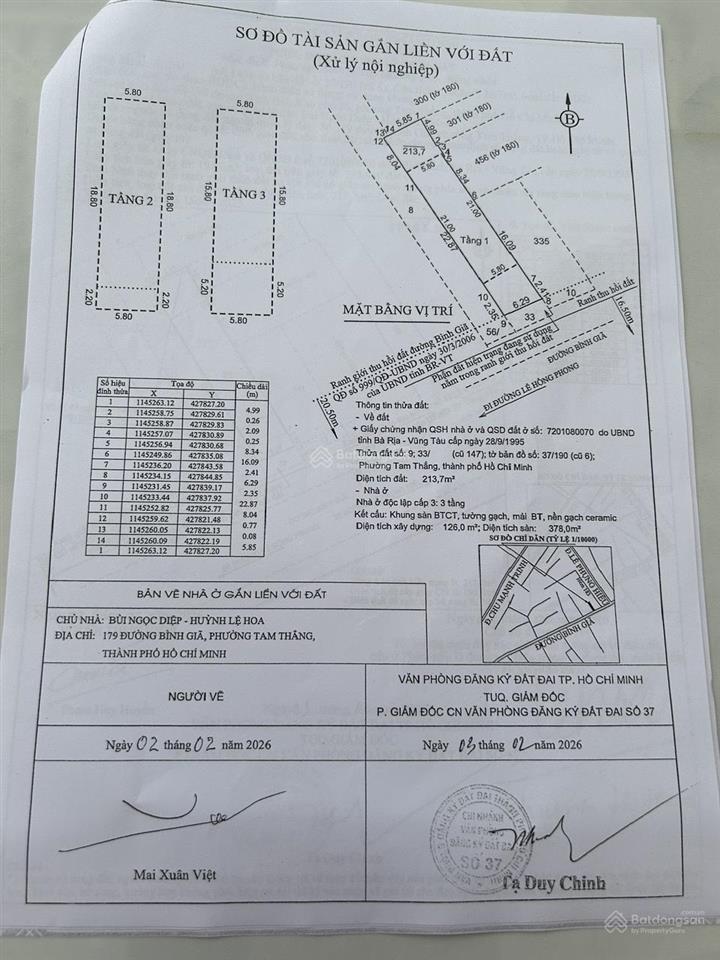 Bán nhà mặt tiền đường bình giã phường 10 tp vũng tàu  diện tích 213m2