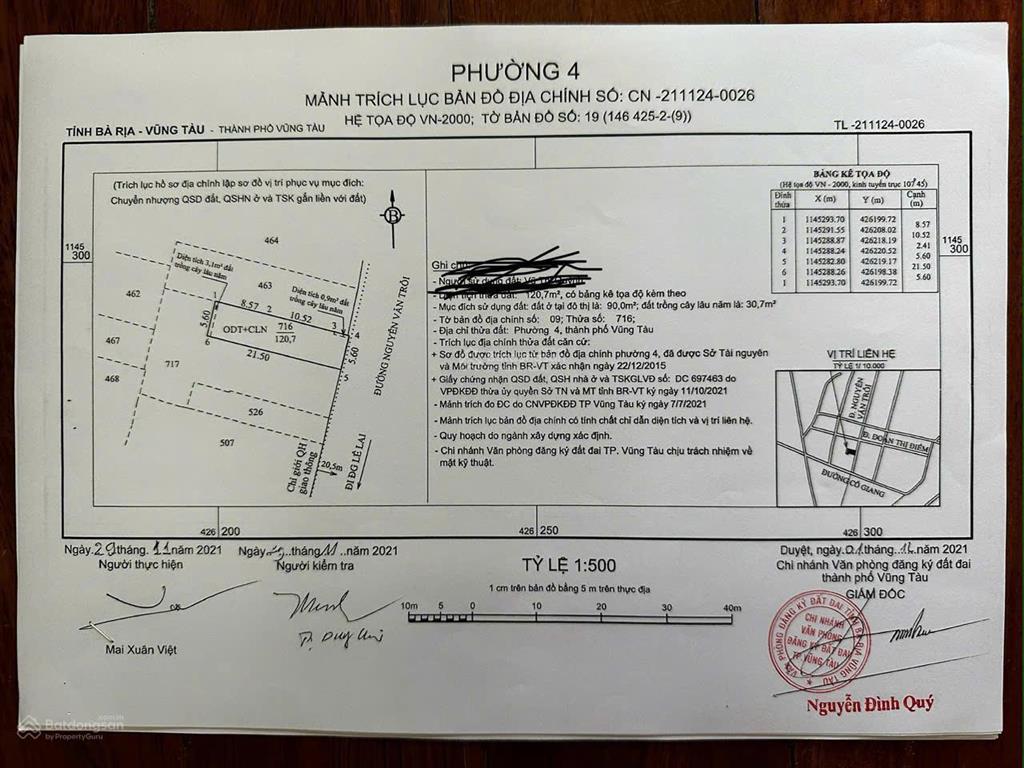 Bán đất mặt tiền nguyễn văn trỗi, phường 4, tp vũng tàu, 5.6x22m, hướng đông nam, giá 22 tỷ
