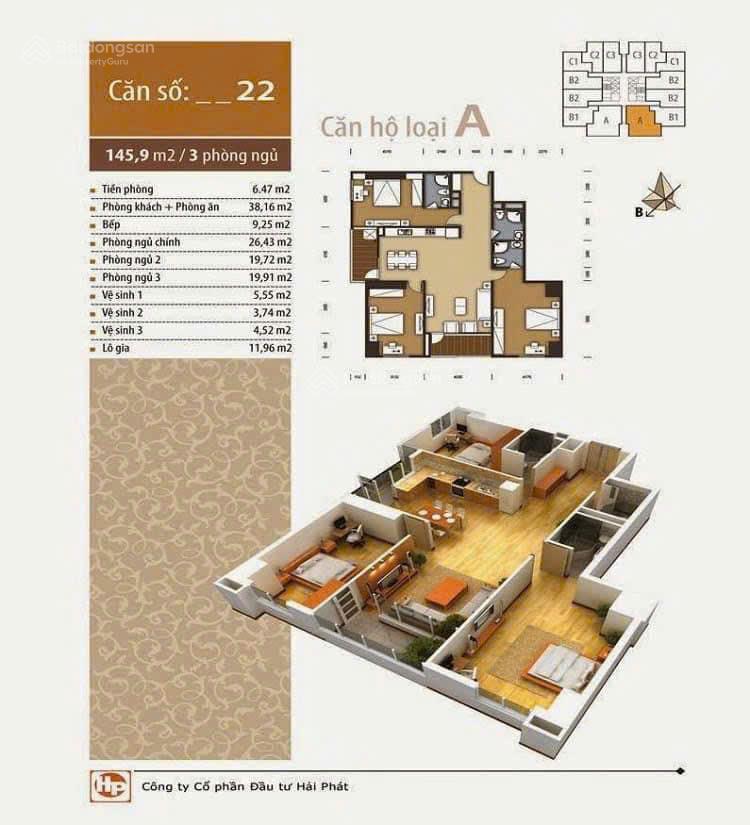 Chính chủ lên phố bán căn 146m2 3pn 3vs nhà đẹp toà ct1 giá 8.75tỷ có gia lộc xem nhà 0935 414 ***