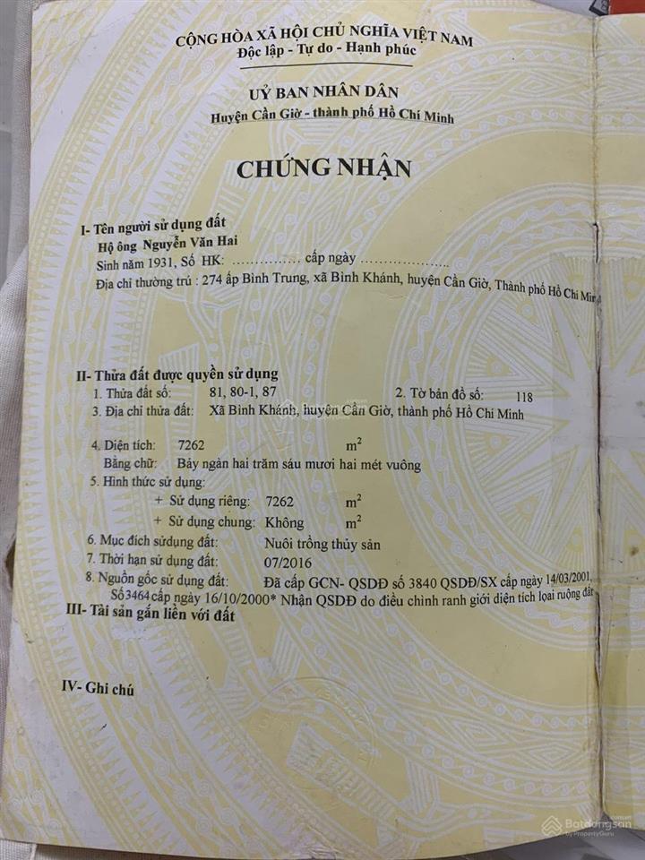Bán đất cln sổ đỏ xã bình khánh