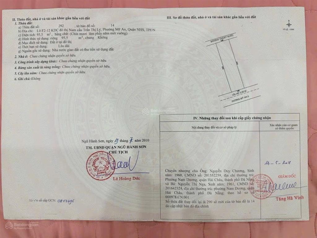Bán lô đất giá tốt trong khu mỹ an 5, giá chỉ 11 tỷ có bớt