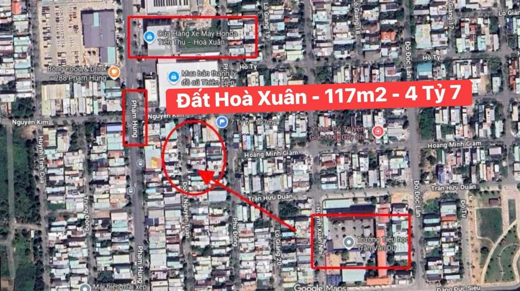 [ góc bán đất] siêu phẩm hòa xuân 117m²  4 tỷ 7