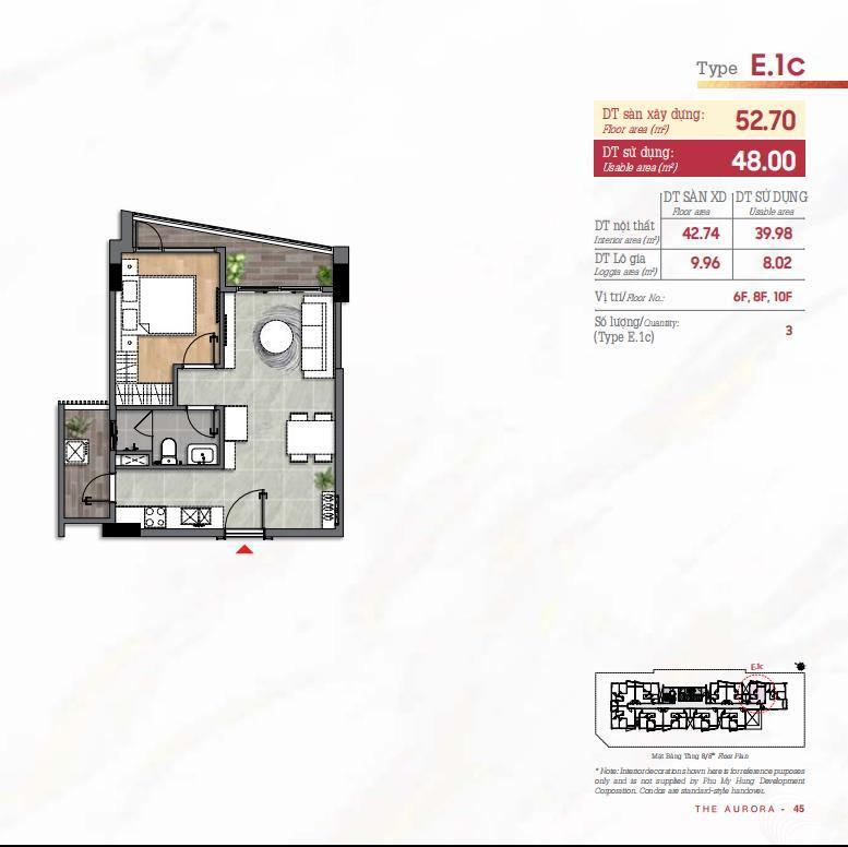 Bán rẻ căn hộ 1pn aurora pmh, căn 5.03, nhà bàn giao chủ đầu tư, view đông bắc rất đẹp và yên tĩnh