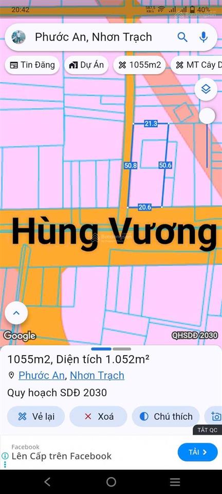 Bán lô đất góc 2 mặt tiền đường hùng vương sát vành đai 03, thổ cư, kinh doanh vạn nghề, giá đầu tư