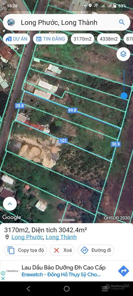 Cần bán 2 lô đất mặt tiền đường nhựa 1/quốc lộ 51 & đường chính bàu cạn, thổ cư, mặt trước sân bay