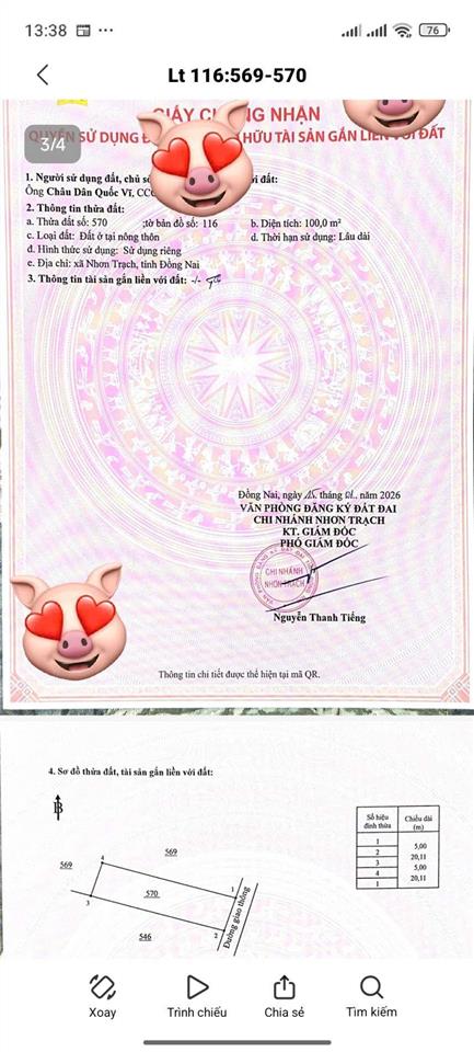 Cần bán 3 nền đất đường ô tô 1/lý thái tổ & nguyễn hữu cảnh sát ngã tư long tân, thổ cư, giá rẻ