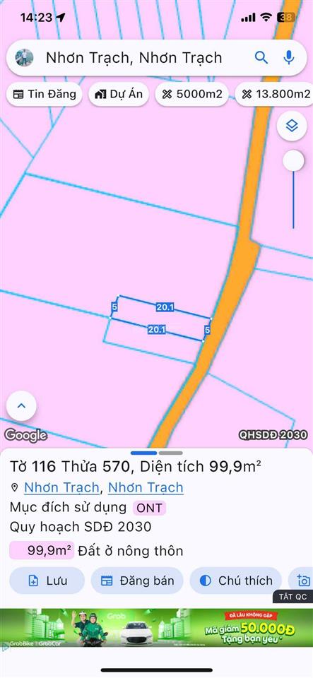 Cần bán 3 nền đất đường ô tô 1/lý thái tổ & nguyễn hữu cảnh sát ngã tư long tân, thổ cư, giá rẻ