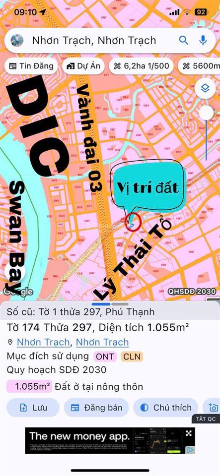 Bán gấp lô đất nhà vườn đường ôtô 1/lý thái tổ sát vành đai 03 về tp rất gần, thổ cư, giá đầu tư