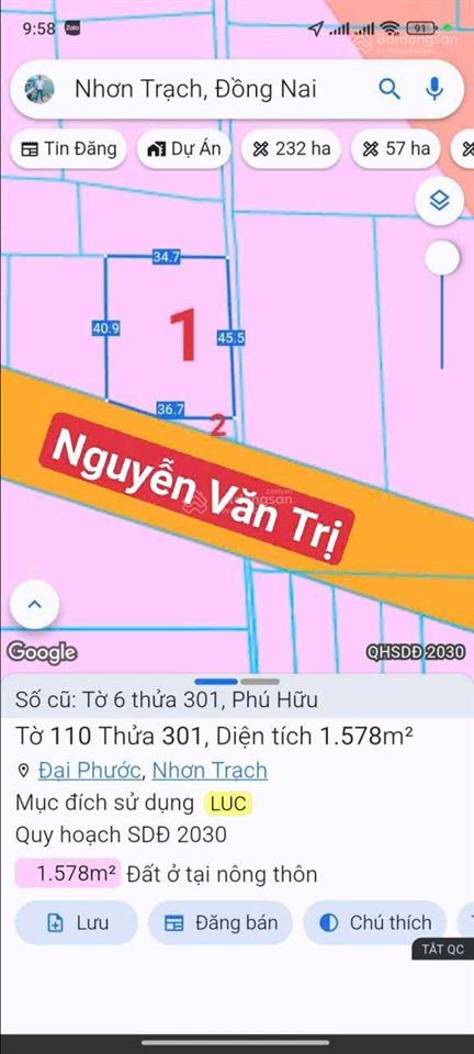 Cần bán gấp lô đất mt đường nguyễn văn trị, qh ont, gần chợ đại phước & cầu cát lái, giá rẻ đầu tư