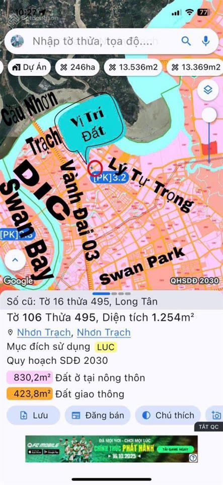 Cần bán gấp lô đất mặt tiền đường lý tự trọng qh ont, gần vành đai 03 & swan bay, giá rẻ đầu tư