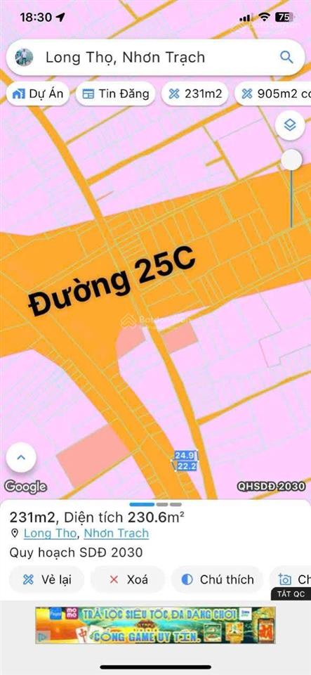 Bán gấp nhà góc 2 mặt tiền trước sau đường hùng vương sát đường 25c long thọ, thổ cư, giá rẻ