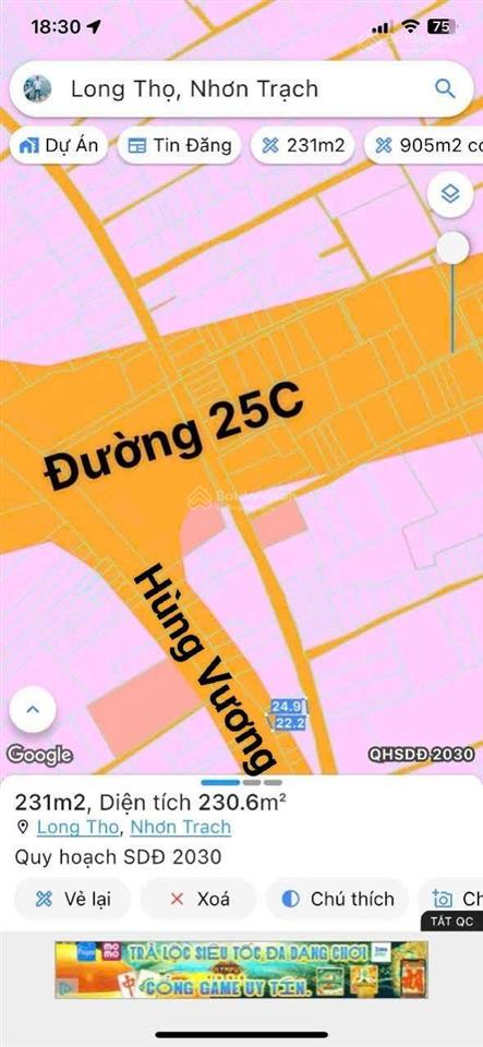 Bán gấp nhà góc 2 mặt tiền trước sau đường hùng vương sát đường 25c long thọ, thổ cư, giá rẻ