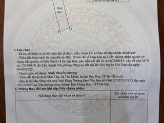 Bán 98.2m2 đất đan tảo, tân minh, sóc sơn, hà nội.  0983 966 ***