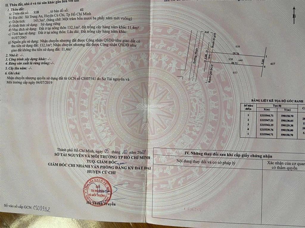 Bán đất (5x28m) 143.5m2, full thổ, tại 1/ đường 458, trung an, củ chi, hcm, 2,75 tỷ