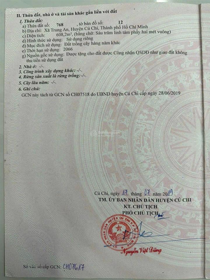 Bán đất ngộp (610m2) tại 1/ nguyễn thị my, củ chi, giá 1,65 tỷ vnd
