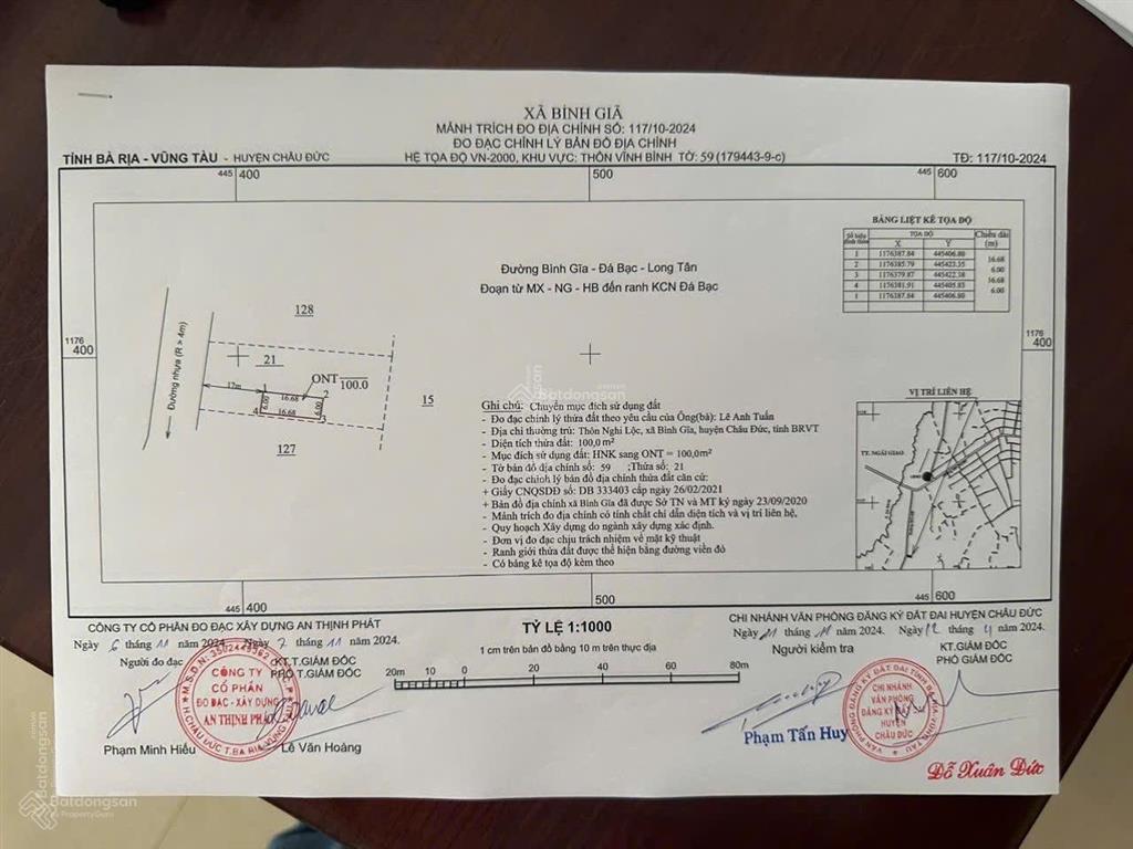 Đất thổ cư, đường bình giã  đá bạc, huyện châu đức, tỉnh bà rịa vũng tàu