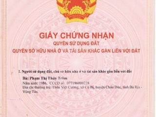 Bán đất trống ngang 10m tại xã đá bạc, huyện châu đức, tỉnh bà rịa vũng tàu