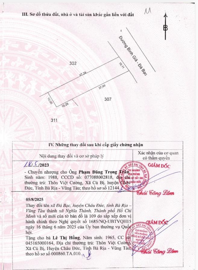 Bán đất trống ngang 10m tại xã đá bạc, huyện châu đức, tỉnh bà rịa vũng tàu