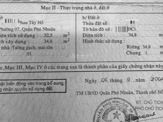 Bán nhà 2 mặt hẻm phan tây hồ phú nhuận diện tích 35m2 nở hậu giá chỉ 4.25 tỷ còn bớt