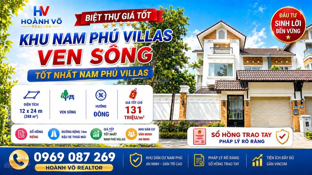 Biệt thự nam phú villas giám giá sâu  31 tỷ bán nhanh