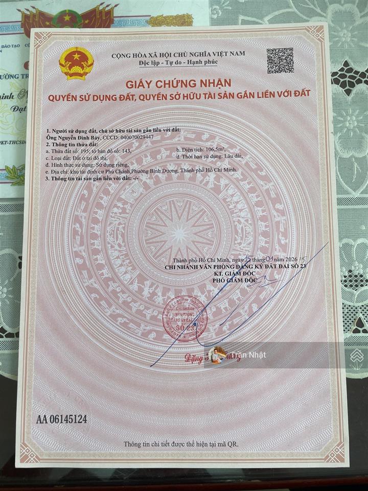 Chính chủ gửi bán gấp lô đất mặt tiền đường số 55 khu tđc phú chánh c giá tốt