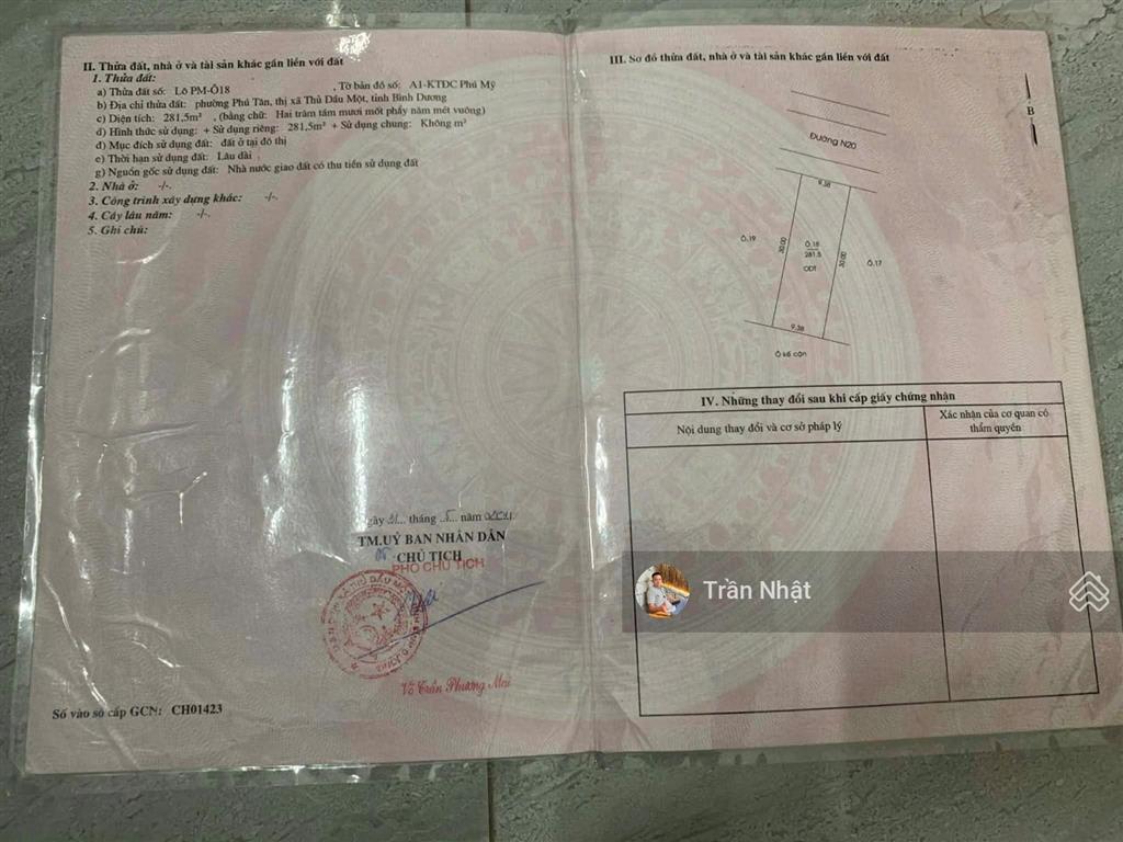 Chính chủ gửi bán gấp lô đất trung tâm tp mới bình dương giá ngộp