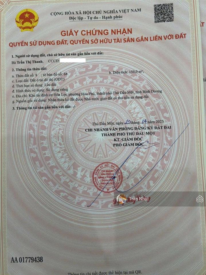 Chính chủ gửi bán gấp lô đất mặt tiền đường phạm hùng khu tđc hòa lợi b giá tốt