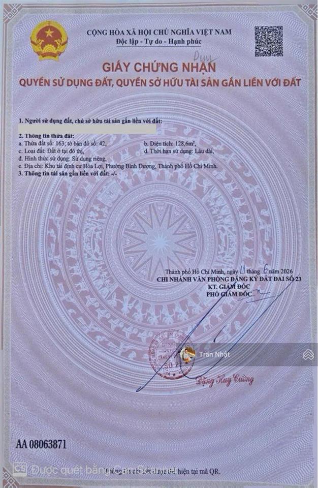 Chính chủ cần bán gấp lô góc 2 mặt tiền siêu đẹp tại trung tâm tp mới phường bình dương giá tốt