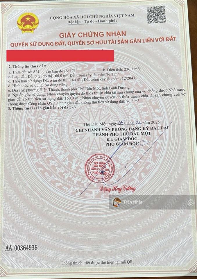 Chính chủ cần bán gấp lô đất mặt tiền đường nhựa sát bên kdc hiệp thành 3 giá đầu tư