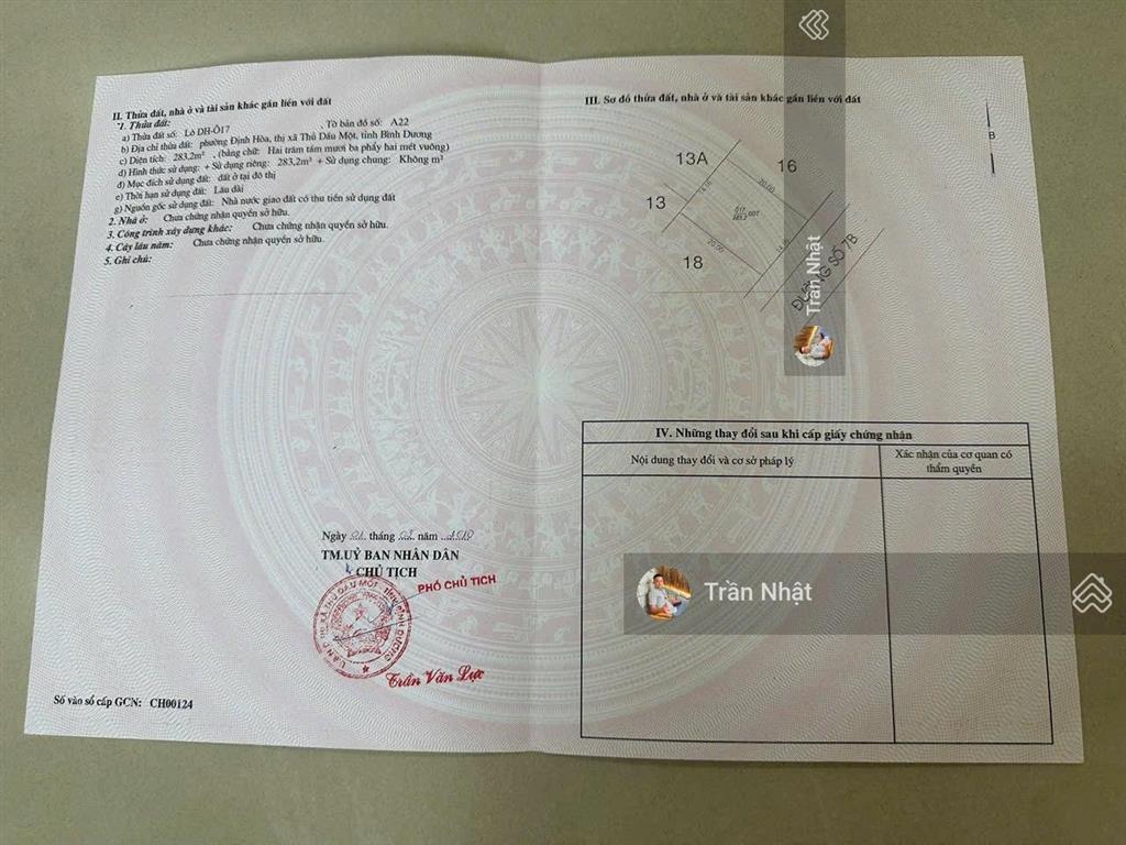 Chính chủ gửi bán gấp lô đất trung tâm tp mới, mặt tiền đường 7b tđc định hoà giá tốt