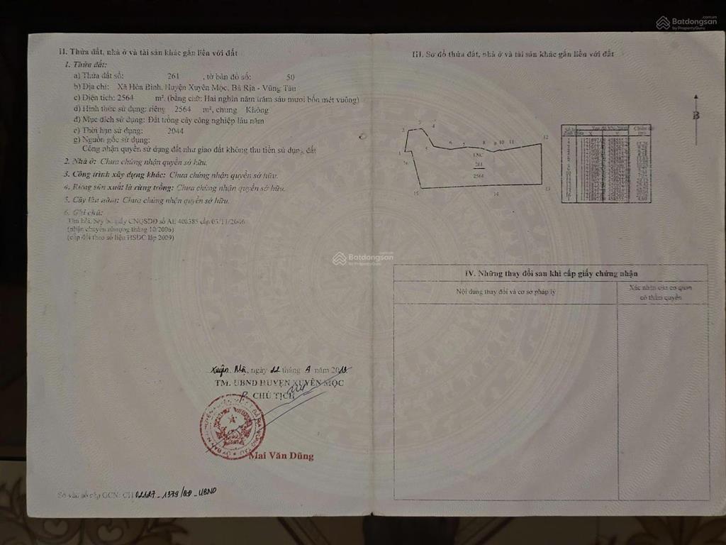 Bán 4 sào 8 đất quy hoạch sông ray 2, xã hòa bình, huyện xuyên mộc, br  vt